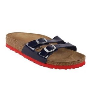 New Birkenstock lbiza patent black red bottom sandals Sz 42